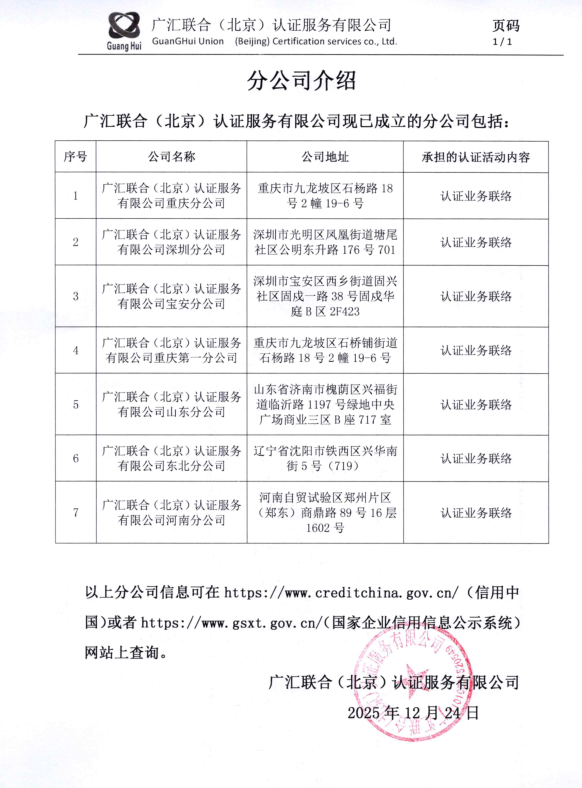 廣匯分公司明細